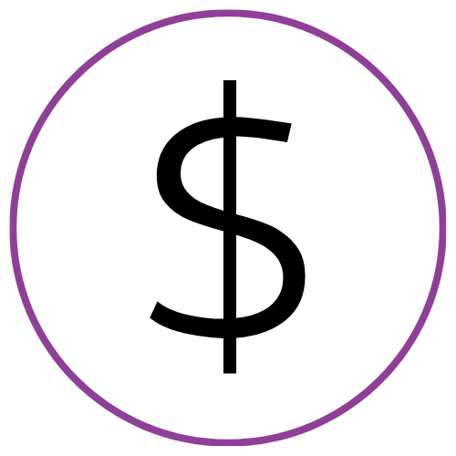 Thin Dollar Sign Icon Purple Border